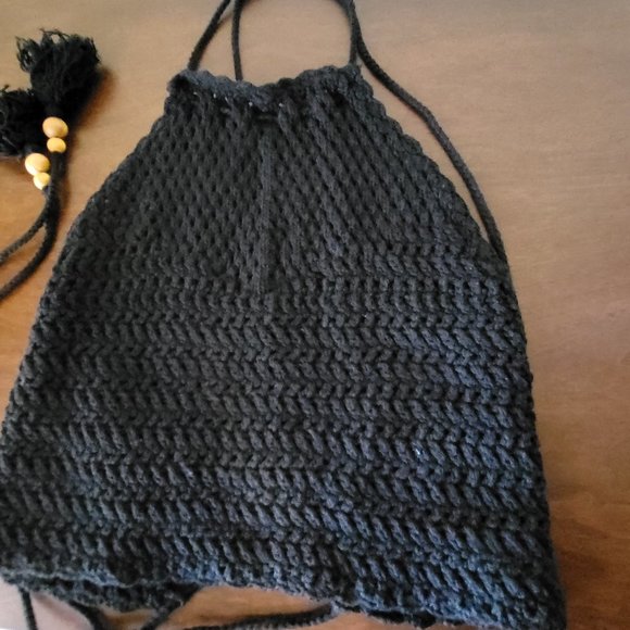 Oliveacious Black Macrame Fringe Skirt and Matching Crop Top size Small - Picture 8 of 8